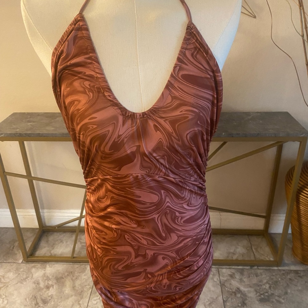 Swirl Pattern Halter Dress